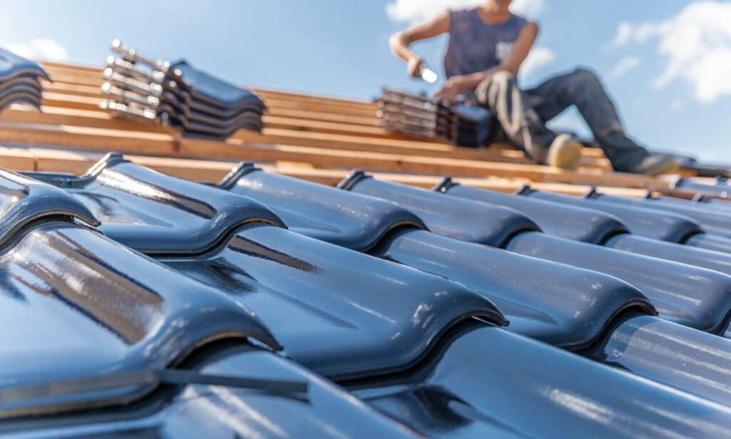 Roofer installing tile in Lakeland