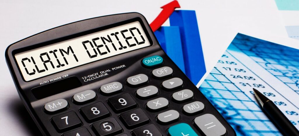 Calculator showing claim denied