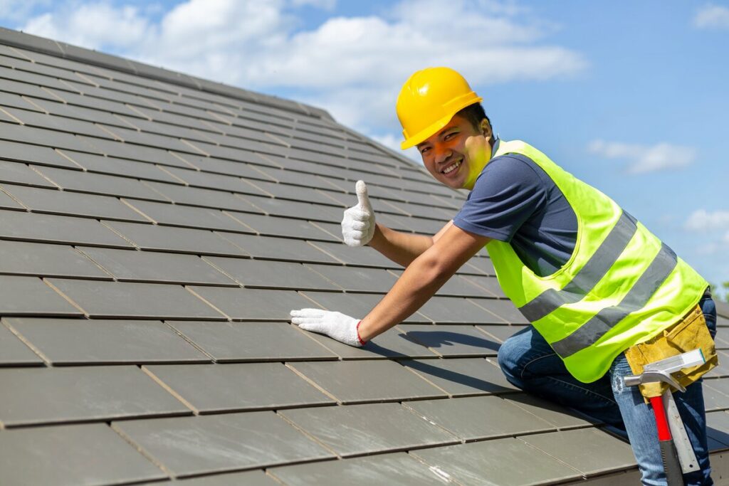 a happy roofer in and near Lakeland
