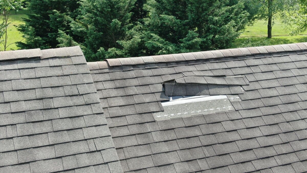 missing shingles caused by bad roof installation