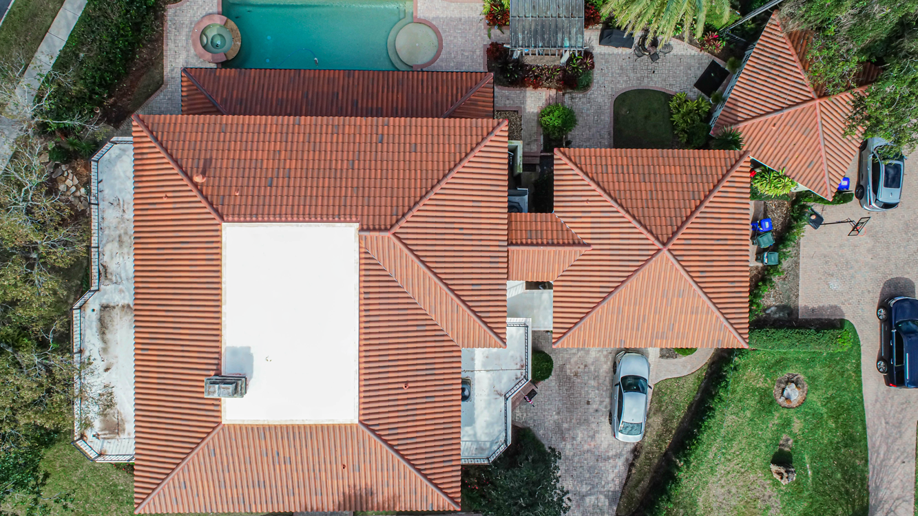 top view of tile roofing
