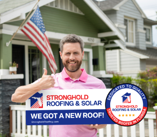 Happy client smiling with satisfaction after successful roofing service