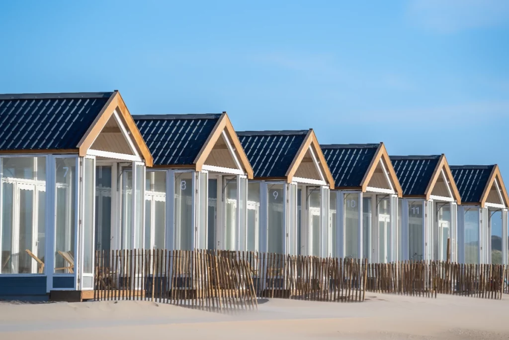 beautiful shot resting cabins sand beach
