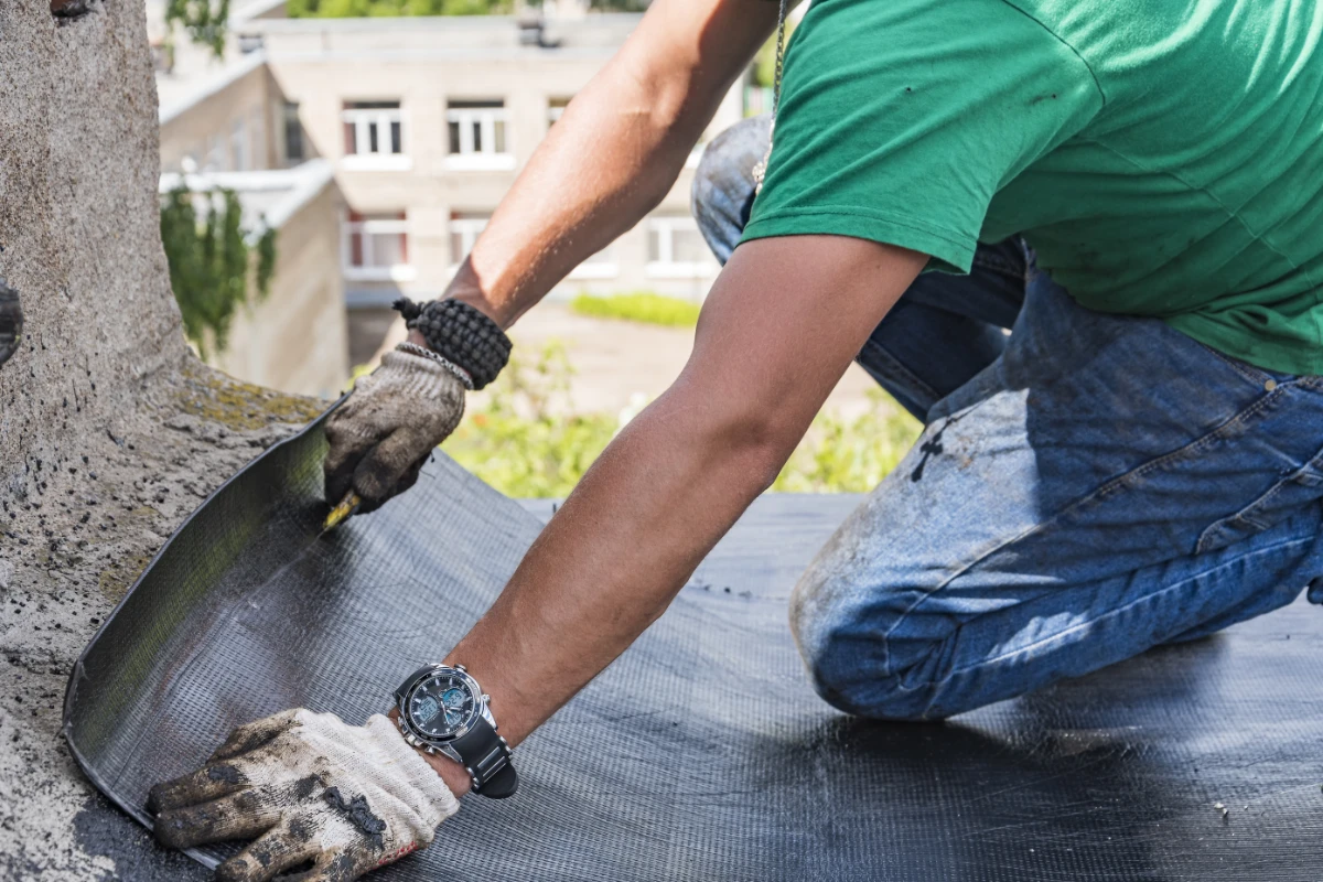 The worker performs maintenance, care, and overhauls the roof.