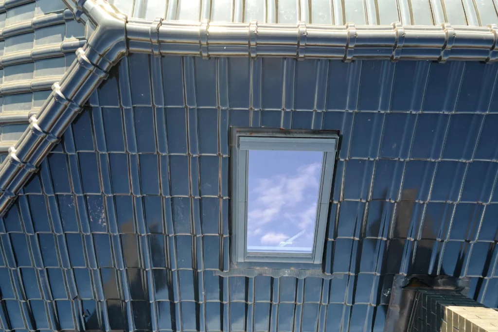 Skylight on a building's roof against a blue sky in Lakeland