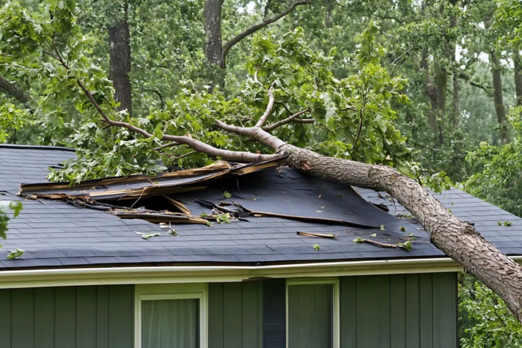 Roof damage from trees